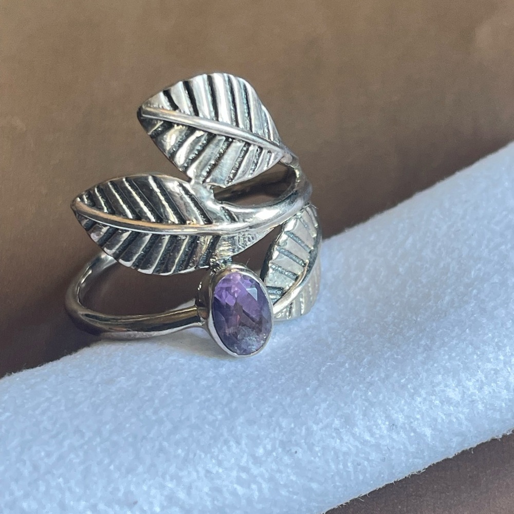 925 Sterling silver Natural Amethyst Ring in US: 7,8,9